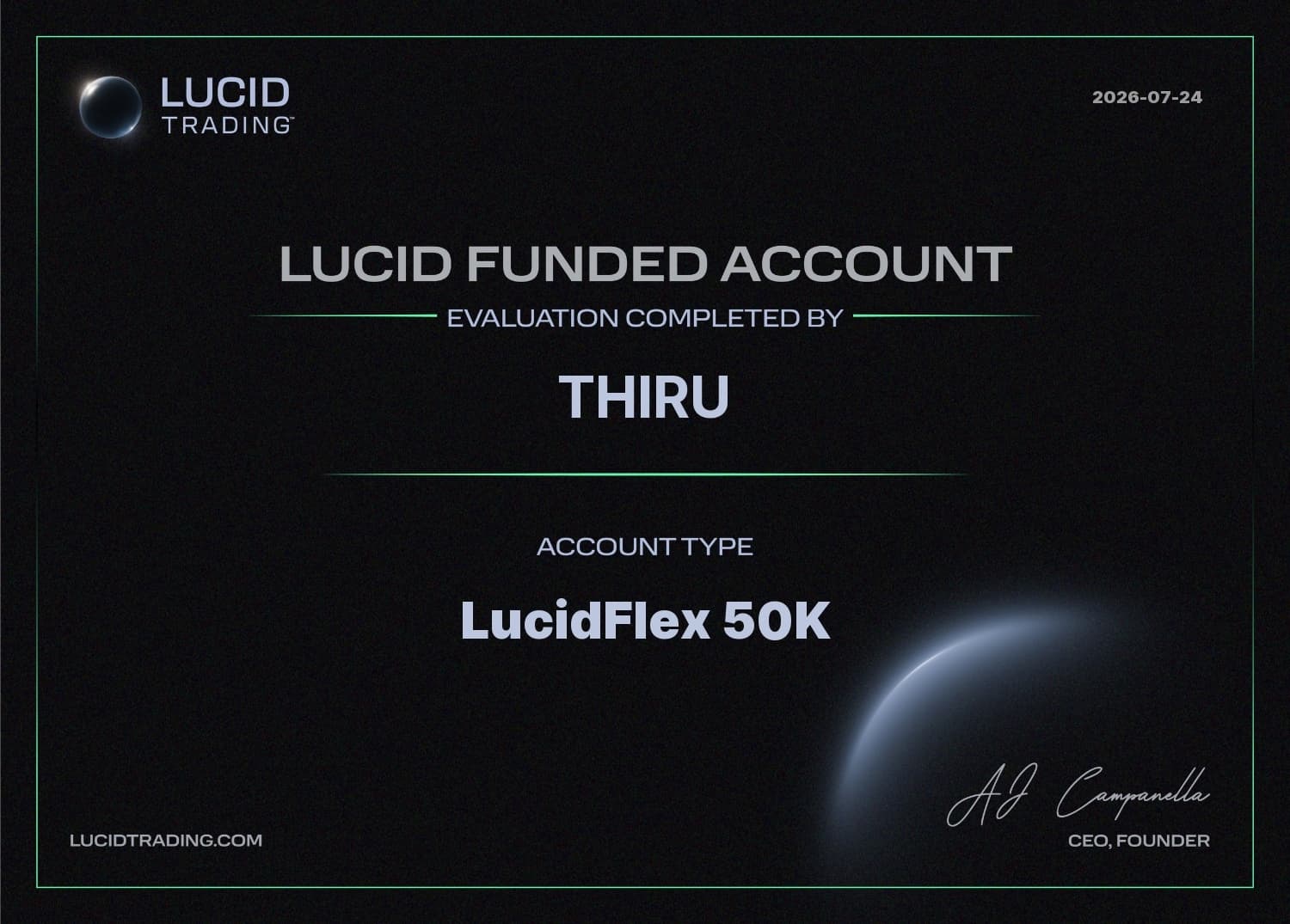 Lucid Funded Account — THIRU